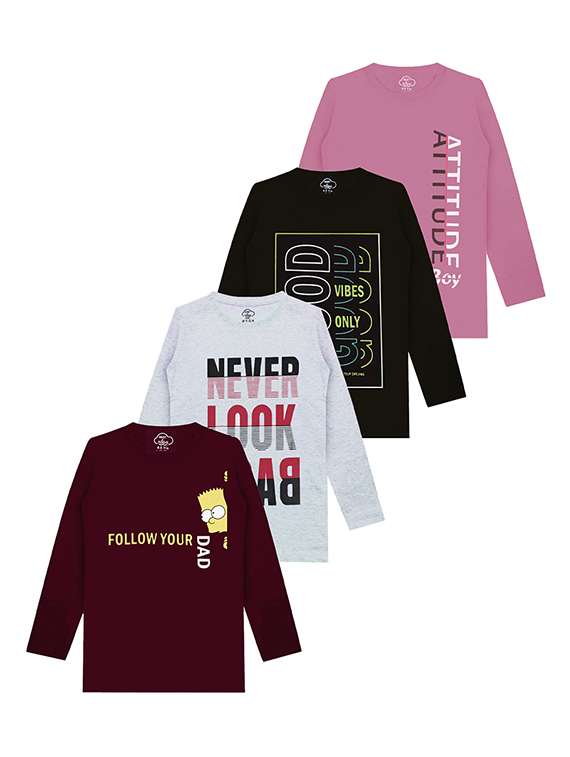 kids round neck printed t-shirts combo - 21667039 -  Zoom Image - 0