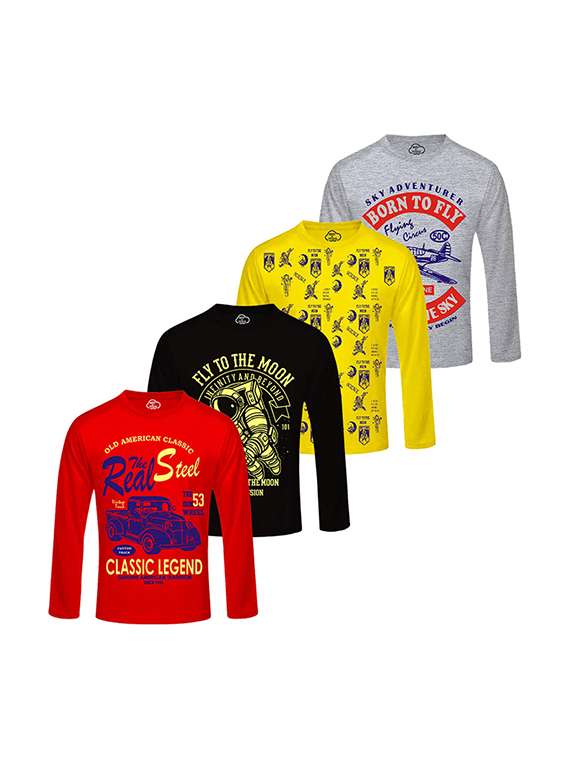 kids round neck printed t-shirts combo - 21667044 - Zoom Image - 0