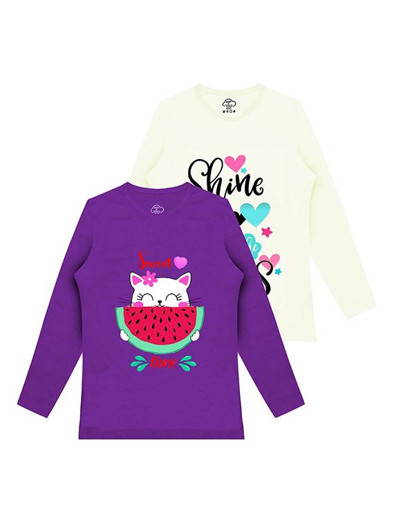 kids round neck printed t-shirts combo - 21667045 - Zoom Image - 0