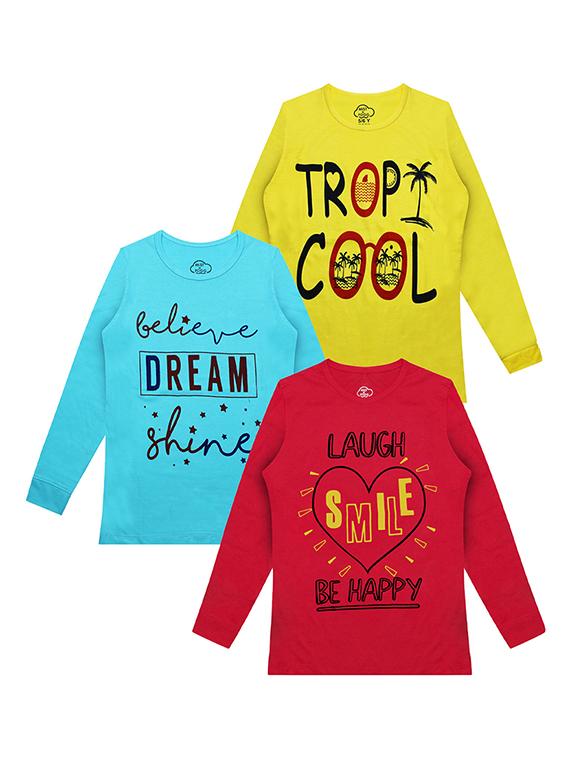 kids round neck printed t-shirts combo - 21667048 - Zoom Image - 0