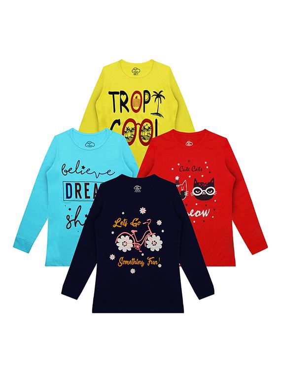 kids round neck printed t-shirts combo - 21667049 -  Zoom Image - 0