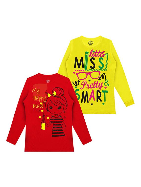 kids round neck printed t-shirts combo - 21667066 -  Zoom Image - 0