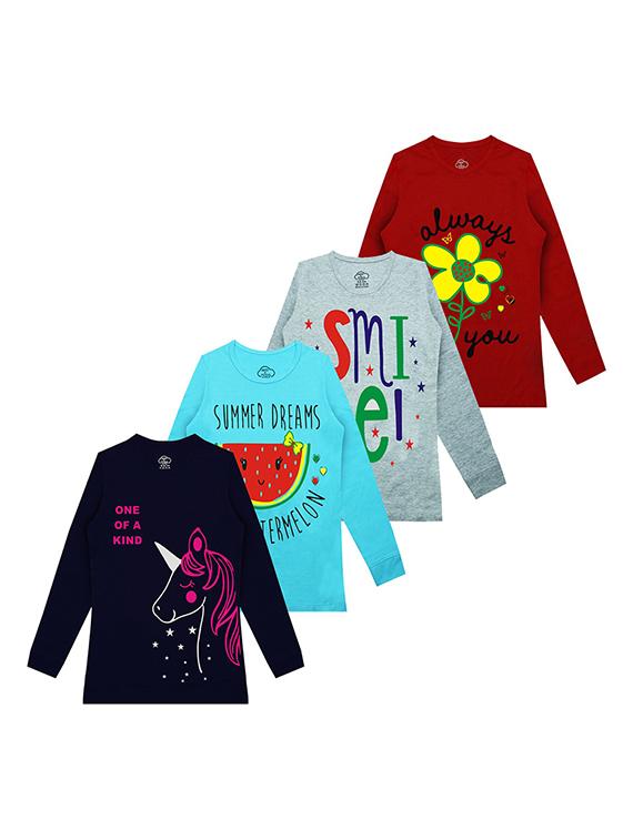 kids round neck printed t-shirts combo - 21667070 -  Zoom Image - 0