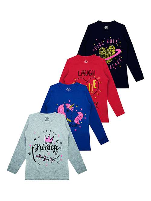 kids round neck printed t-shirts combo - 21667071 - Standard Image - 0