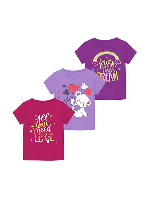 kids round neck printed t-shirts combo