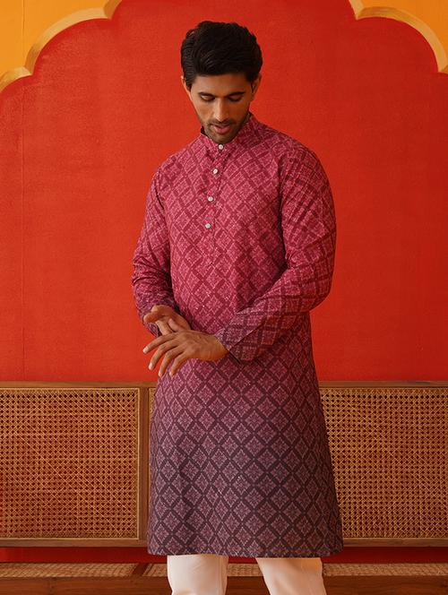 men printed sequin work long sleeves kurta - 21667124 -  Standard Image - 0