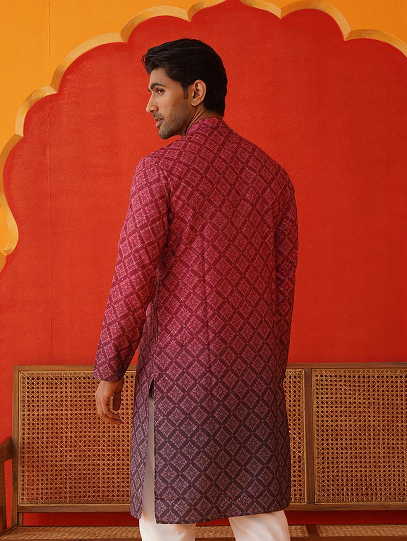 men printed sequin work long sleeves kurta - 21667124 - Standard Image - 3