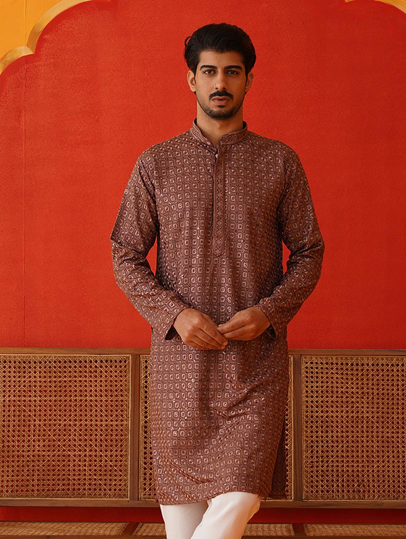 men embroidered long sleeves kurta - 21667133 -  Zoom Image - 0
