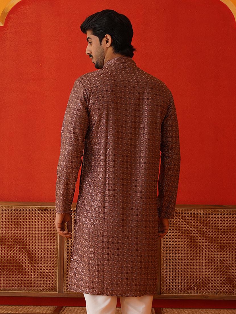 men embroidered long sleeves kurta - 21667133 - Standard Image - 3