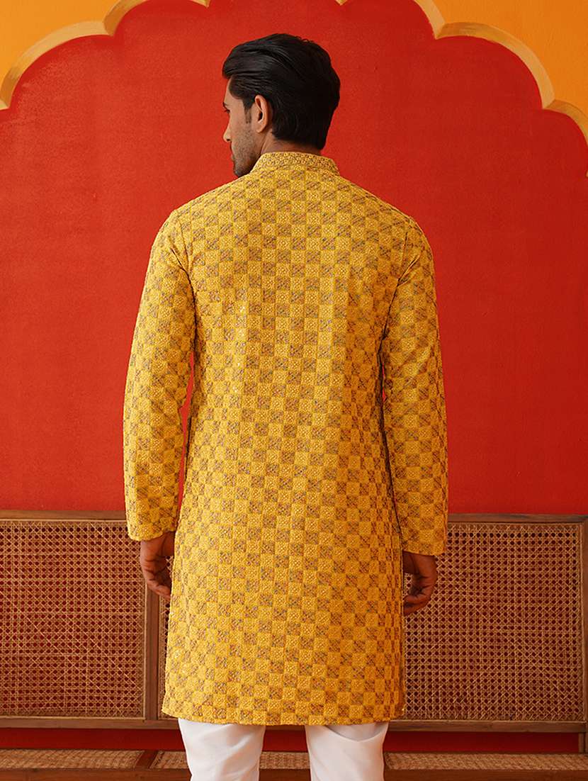 men embroidered long sleeves kurta - 21667135 - Standard Image - 3