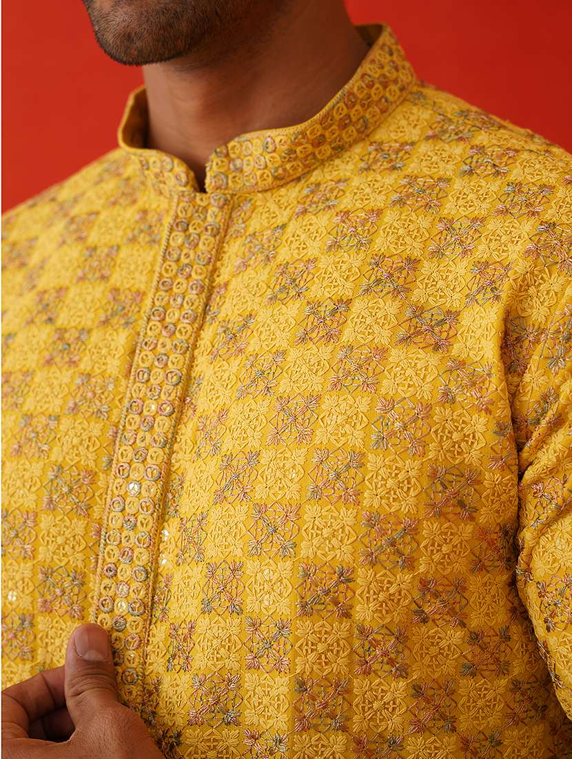 men embroidered long sleeves kurta - 21667135 - Standard Image - 5