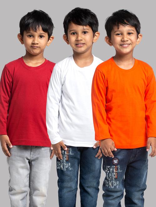 boys pack of 3 solid long sleeve t-shirt - 21667193 - Standard Image - 0