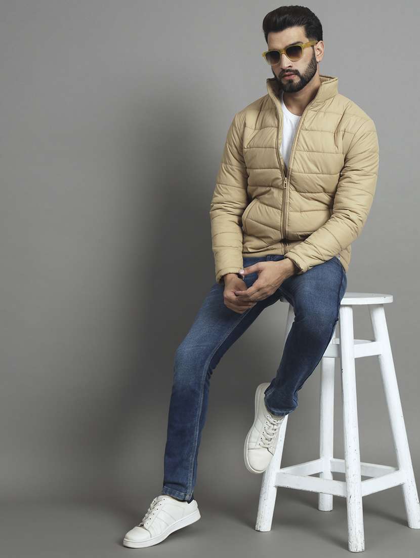 men long sleeves solid quilted jacket - 21667315 - Standard Image - 3