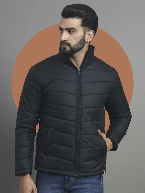 men long sleeves solid quilted jacket - 21667316 - Standard Image - 0