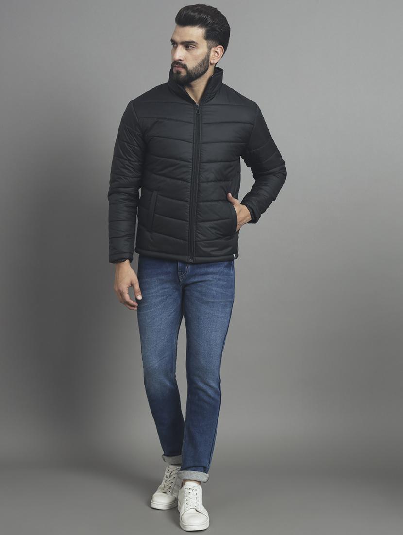 men long sleeves solid quilted jacket - 21667316 - Standard Image - 3