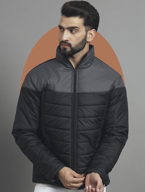 men long sleeves color block quilted jacket - 21667323 - Standard Image - 0