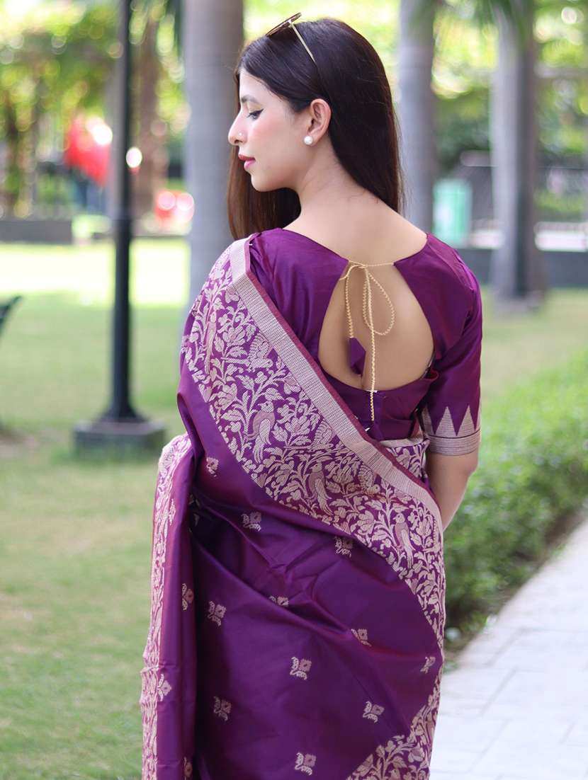 women self design handloom saree with blouse - 21667379 -  Standard Image - 3