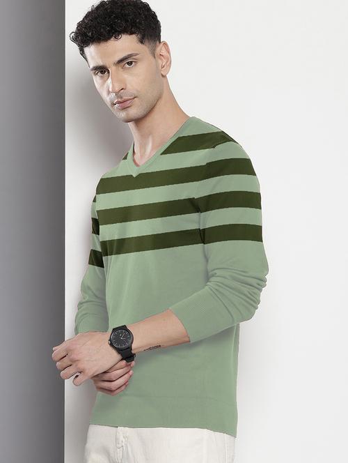 men v-neck striped pullover - 21667451 - Standard Image - 0
