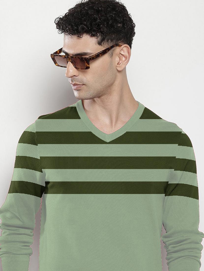 men v-neck striped pullover - 21667451 - Standard Image - 3