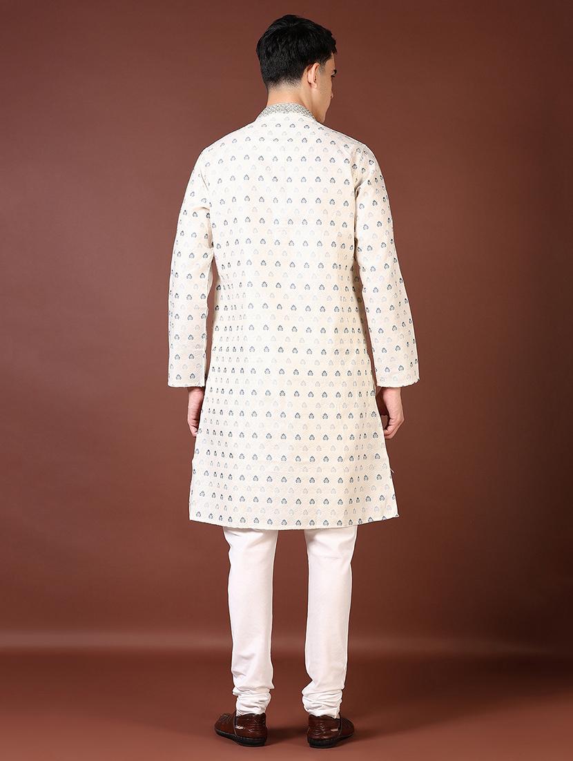 men self design mandarin neck kurta pyjama set - 21667579 - Standard Image - 3