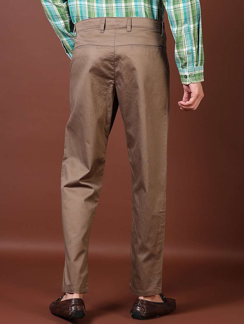 men solid mid rise flat front casual trouser - 21667598 -  Standard Image - 3