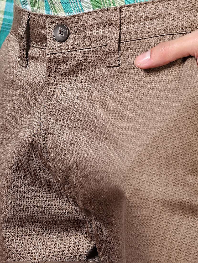 men solid mid rise flat front casual trouser - 21667598 -  Standard Image - 5