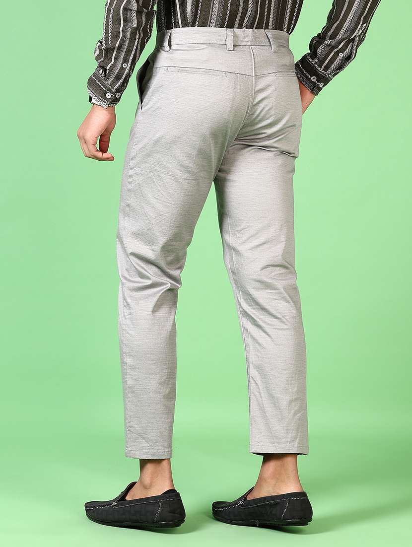 men solid mid rise flat front casual trouser - 21667599 -  Standard Image - 3