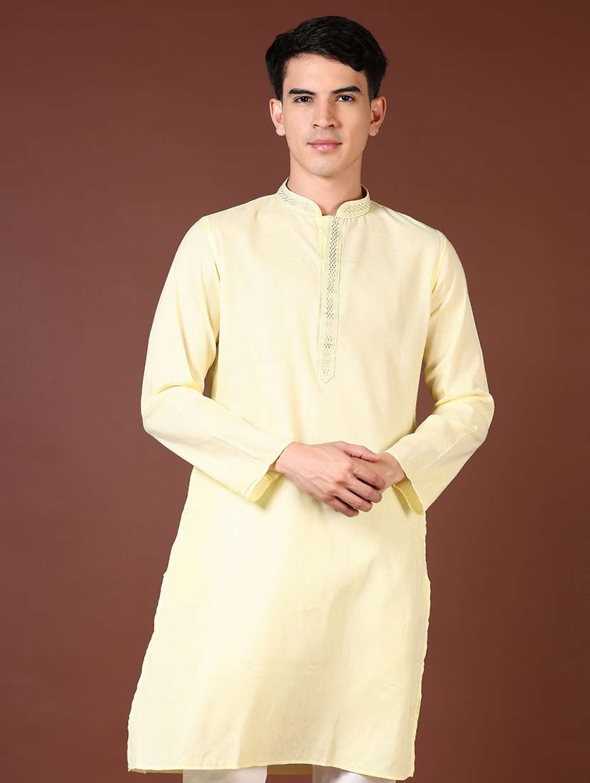 men embroidered long sleeve kurta