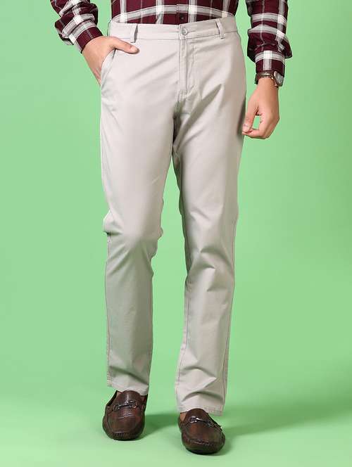 men solid flat front casual trouser - 21667682 -  Standard Image - 0