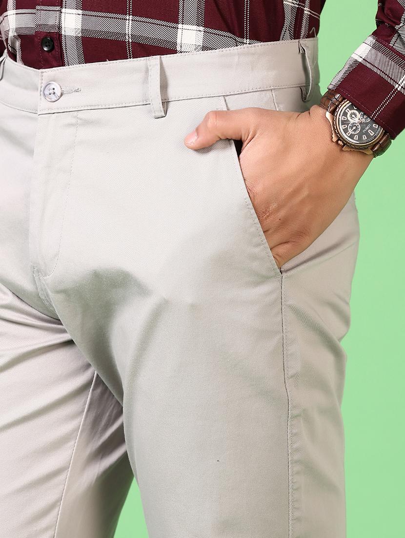 men solid flat front casual trouser - 21667682 - Standard Image - 5