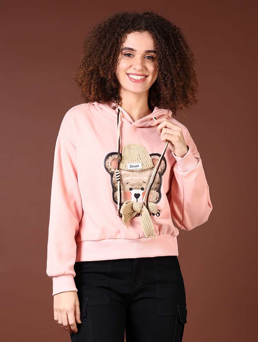 women front print long sleeve sweatshirt