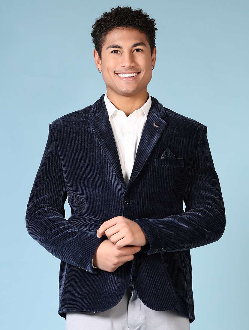 men solid long sleeve single breasted blazer