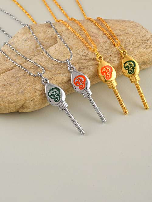 men combo of 4 brass murugan vel pendant with chains - 21667802 -  Standard Image - 0
