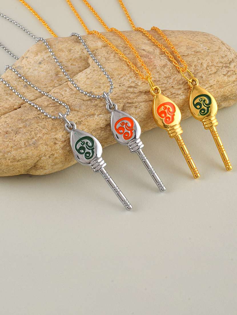 men combo of 4 brass murugan vel pendant with chains - 21667802 -  Zoom Image - 0