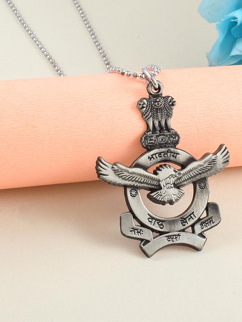 men brass antique silver pendant with chain - 21667804 - Zoom Image - 0