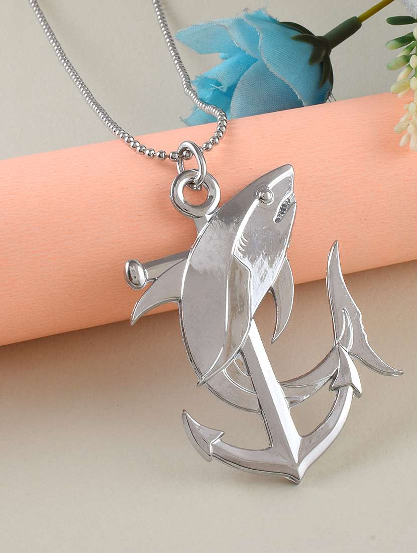 men anchor dolphin pendant with chain