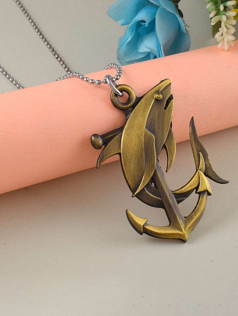 men anchor dolphin pendant with chain