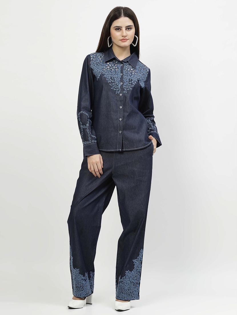 women embroidered shirt and trouser co-ord set - 21667814 -  Zoom Image - 0