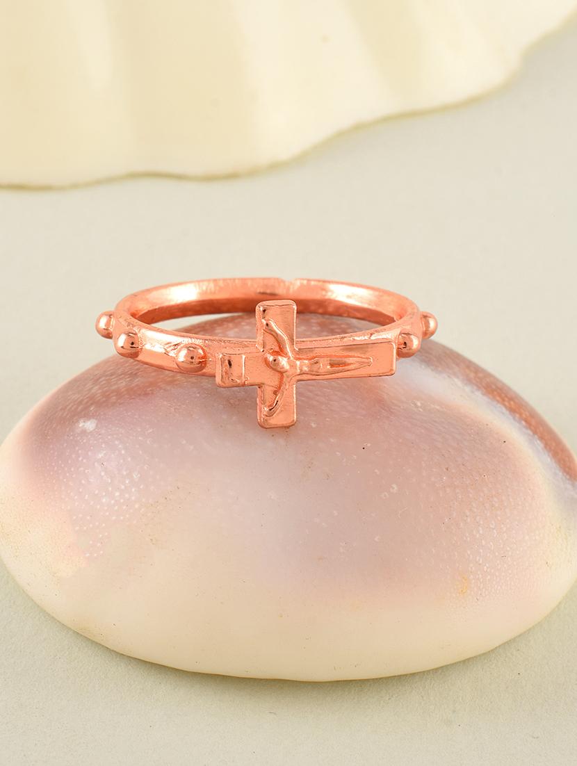 men brass rose gold crucifix cross chrisitian finger ring - 21667815 - Zoom Image - 0