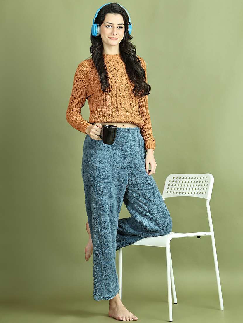 women solid mid rise pajama - 21667817 - Standard Image - 3