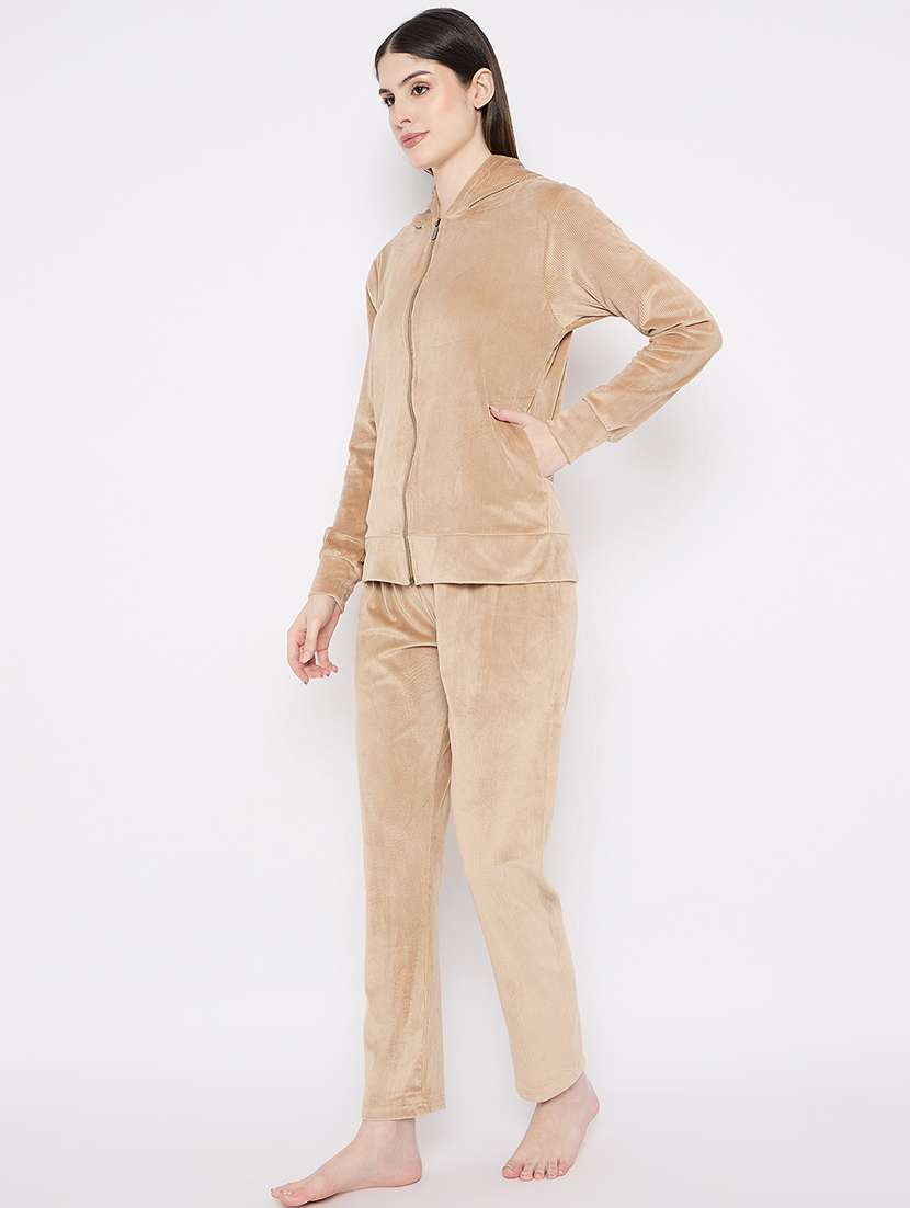 women solid nightwear sweatshirt & pyjama set - 21667826 -  Standard Image - 3