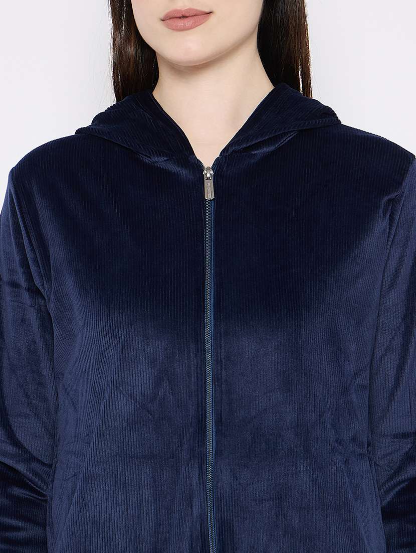 women solid nightwear sweatshirt & pyjama set - 21667828 -  Standard Image - 5