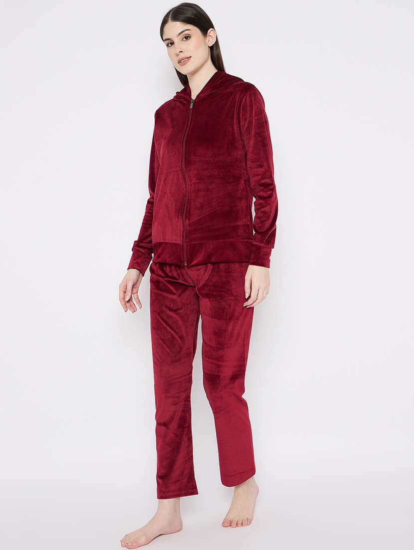 women solid nightwear sweatshirt & pyjama set - 21667830 -  Standard Image - 3