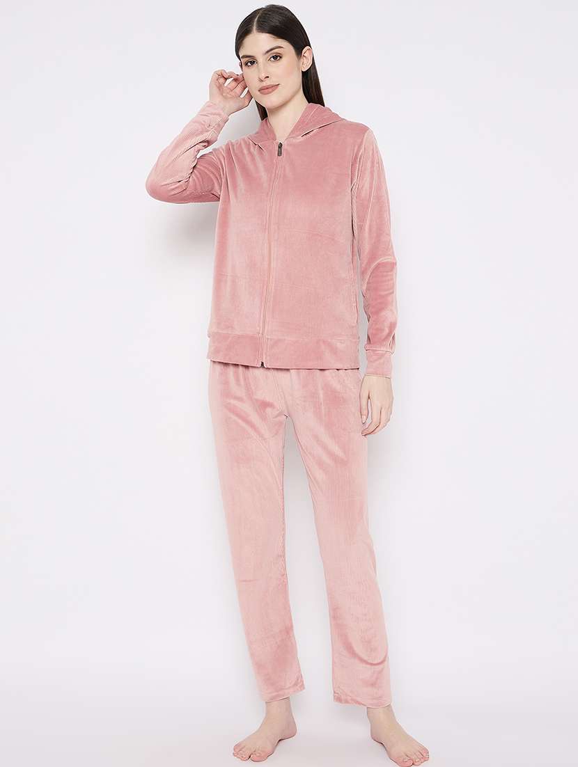women solid nightwear sweatshirt & pyjama set - 21667831 -  Zoom Image - 0