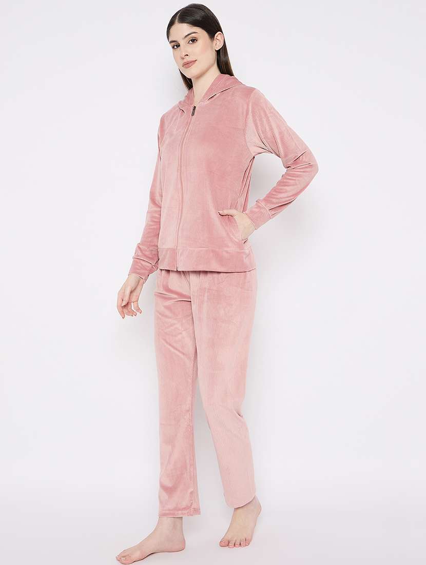 women solid nightwear sweatshirt & pyjama set - 21667831 -  Standard Image - 3