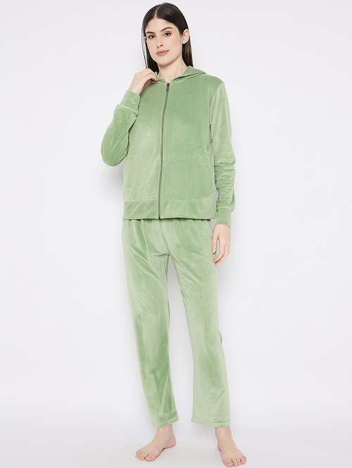 women solid nightwear sweatshirt & pyjama set - 21667832 -  Standard Image - 0