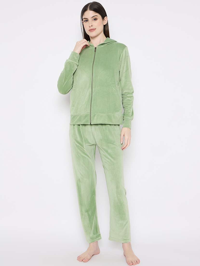 women solid nightwear sweatshirt & pyjama set - 21667832 -  Zoom Image - 0