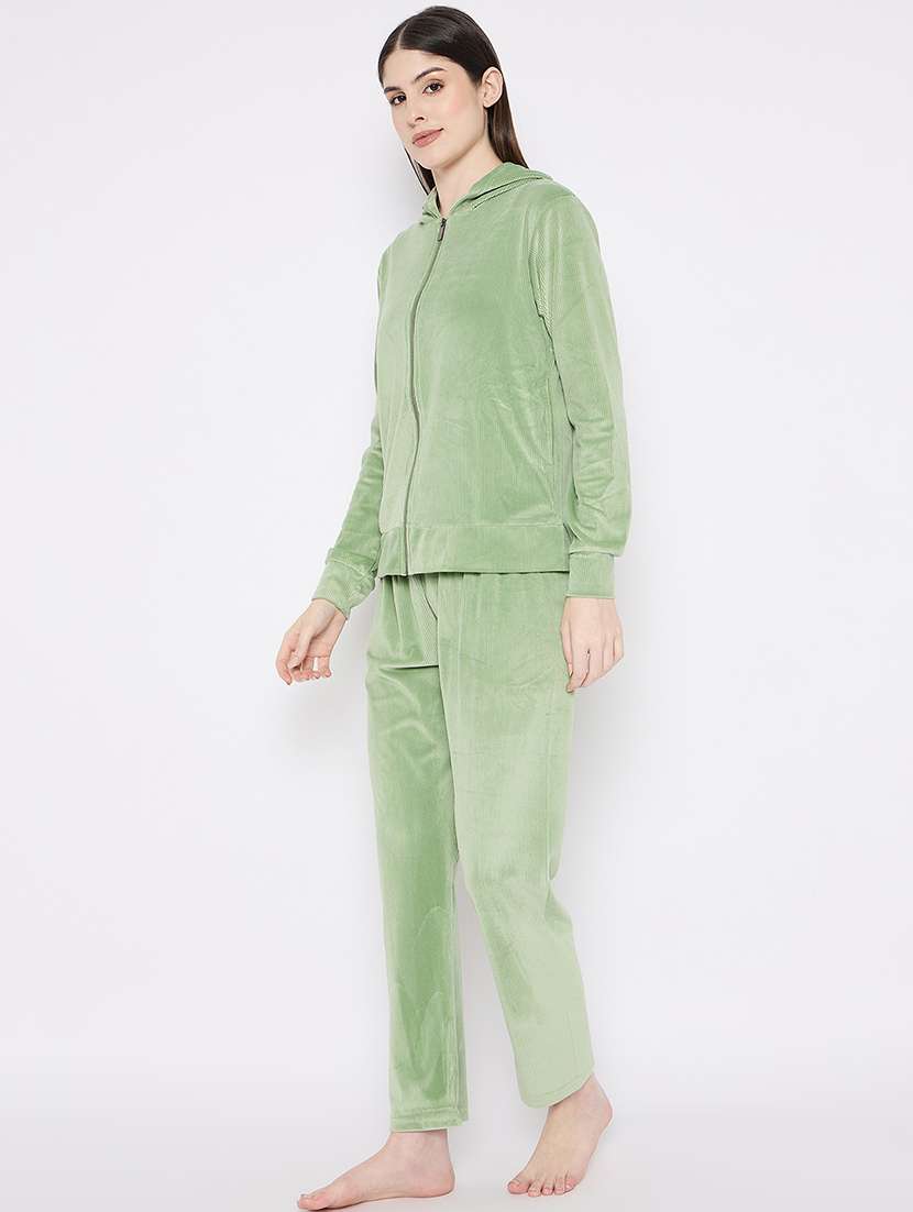 women solid nightwear sweatshirt & pyjama set - 21667832 -  Standard Image - 3
