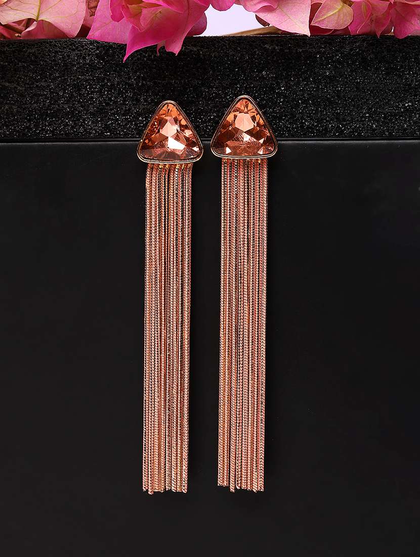 women gold plated contemporary drop earrings