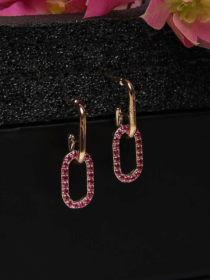 women red stone hoop earring